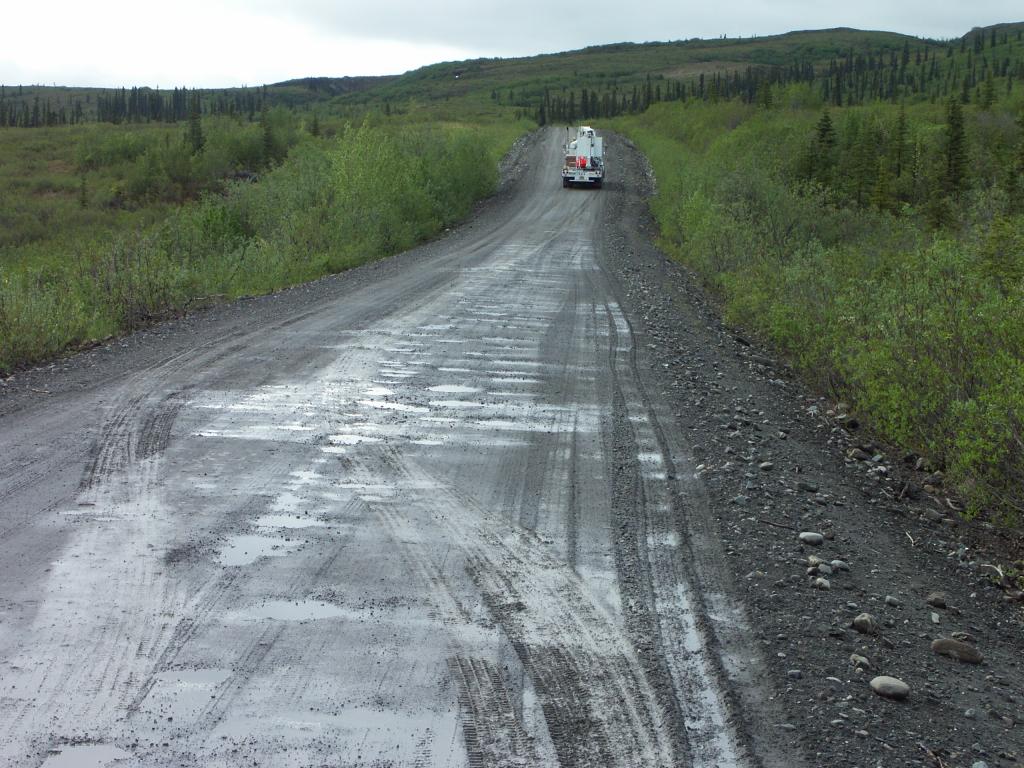 The pavement on the Denali Highway quickly ended.  This is far more typical of it.