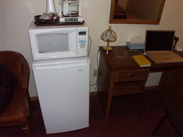 The microwave and refigerator in the Totem.
