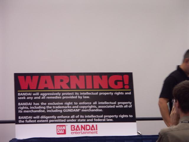 Bandai's Copyright warning sign