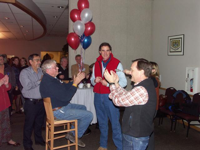 Weyhrauch gives his victory speech.