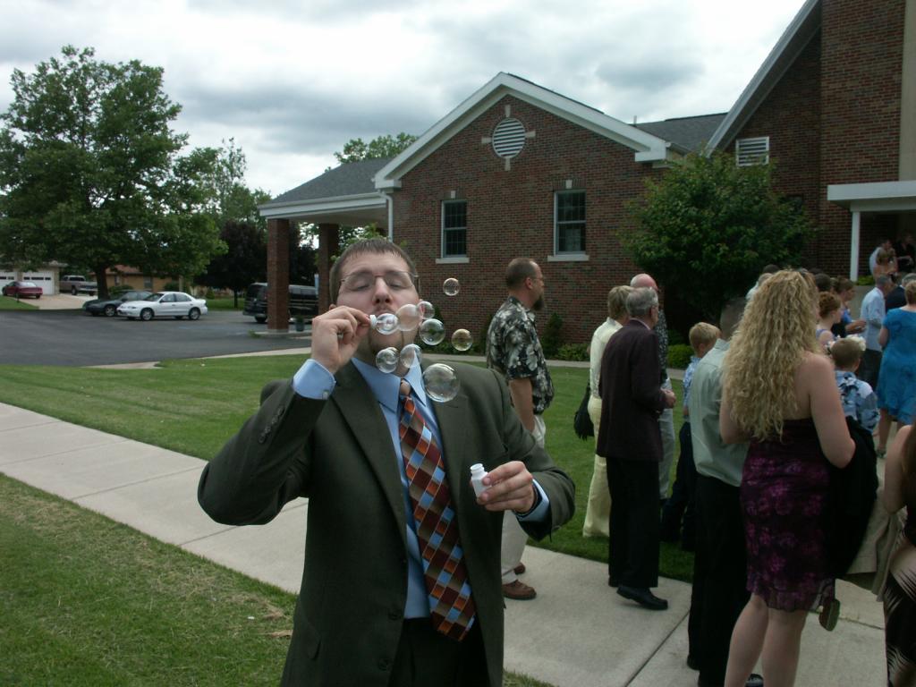 Chafeton practicing blowing bubbles